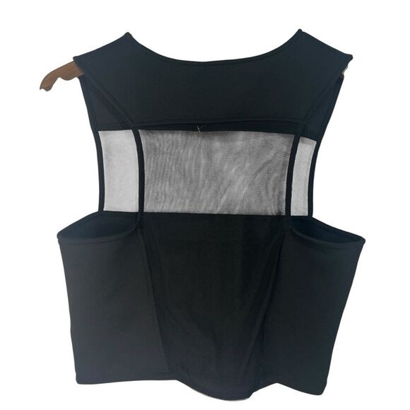 Silence + Noise Crop Top Womens Large Black Sleeveless Mesh Stretch Party - Picture 4 of 6